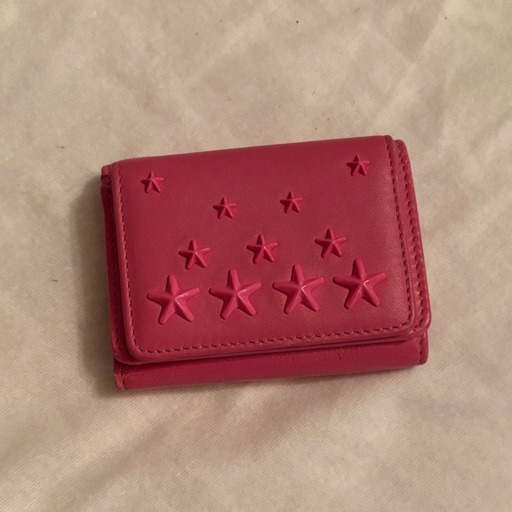 Jimmy Choo Pink Star Stud Trifold Wallet